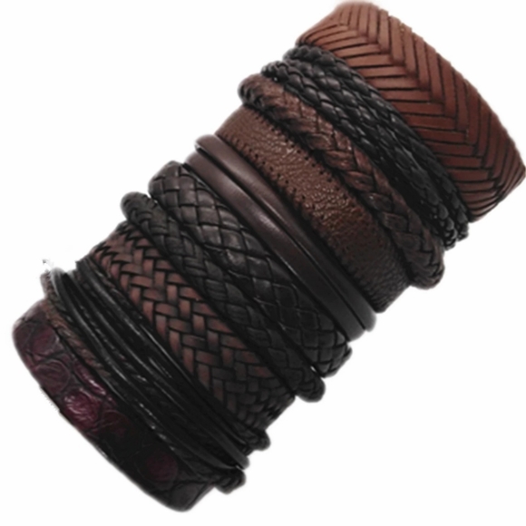 10 PIECE WOVEN LEATHER BRACELETZ - Onyx - Picture 10 of 10